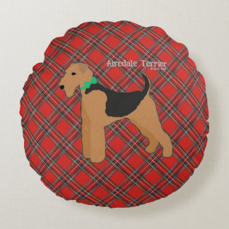 Coussins Ronds Roy Mocchi Bruno♥Round Pillow Red Airedale Terrier