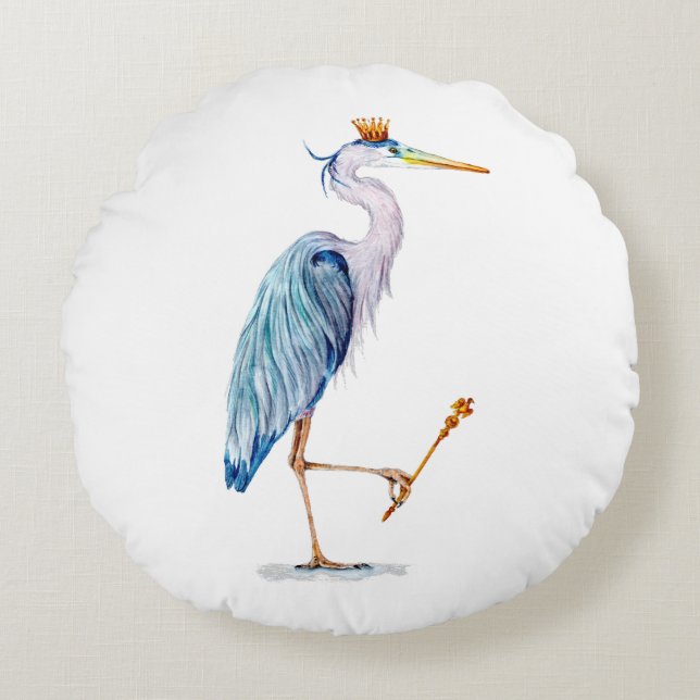 Coussins Ronds Royal Blue Heron (Devant)