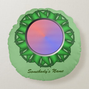 Coussins Ronds Ruban de disque vert par Kenneth Yoncich
