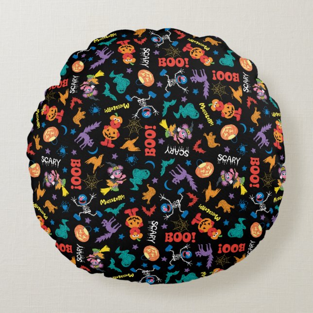 Coussins Ronds Rue Sésame | Motif d'Halloween (Devant)