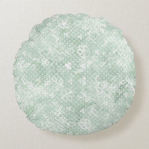Coussins Ronds Rustique Green Faux Lace Vintage