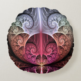 Coussins Ronds Rythme cardiaque, art fractal de fantaisie surréal
