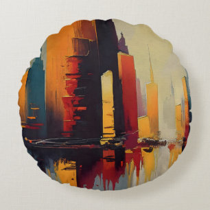 Coussins Ronds Rythme Vertical Urbain – Ville Abstraite