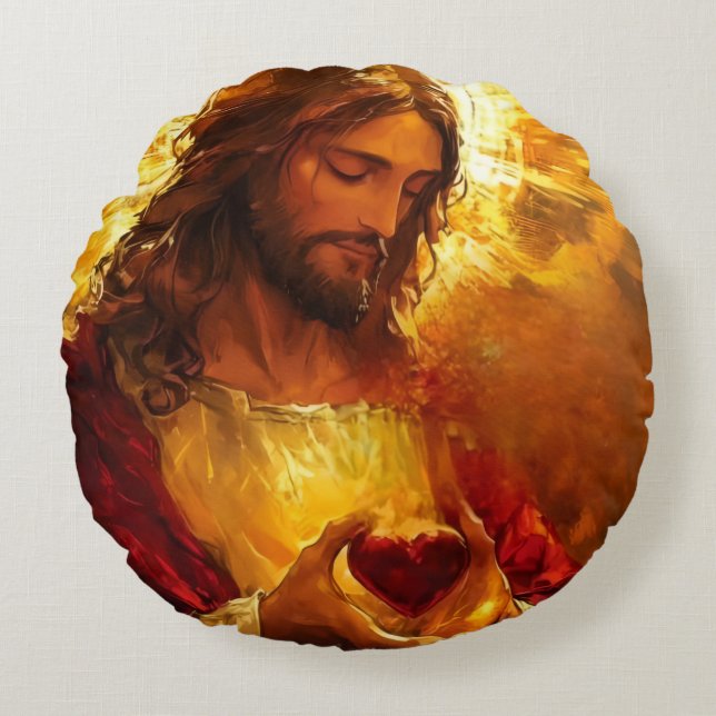 Coussins Ronds Sacred Heart of Jesus  (Devant)