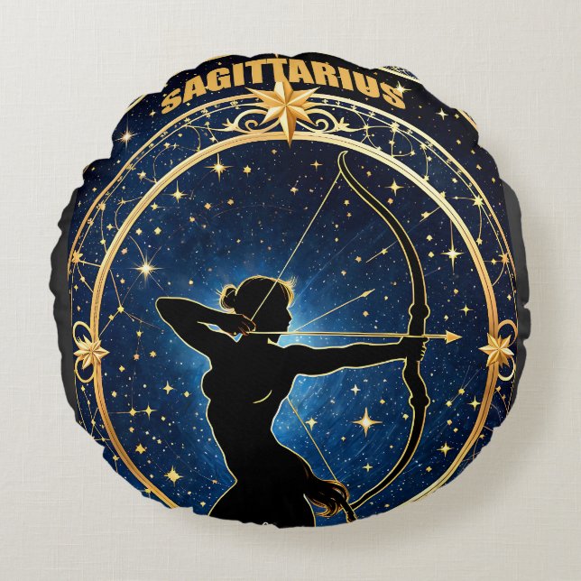Coussins Ronds Sagittaire signe astrologique (Devant)