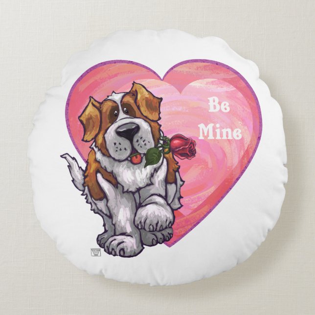 Coussins Ronds Saint-Bernard Valentin (Devant)