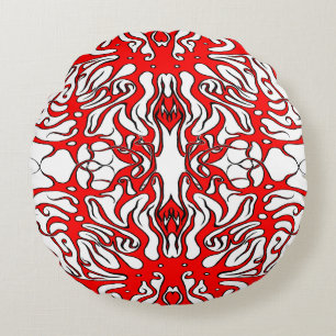Coussins Ronds Saint-Valentin Tatouage Tribal des Coeurs rouges