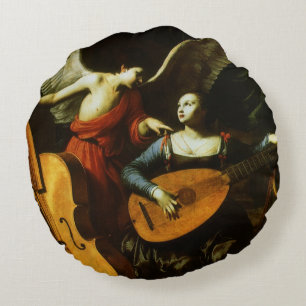 Coussins Ronds Sainte Cécile et l'ange par Carlo Saraceni