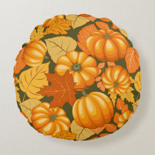 Coussins Ronds Saison d'automne Halloween Citrouille Motif