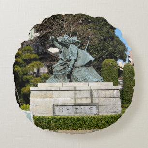 Coussins Ronds Samurai Kamakura Gongoro Kagemasa Kabuki Statue