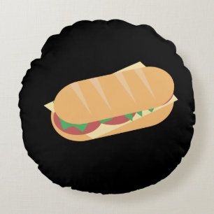 Coussins Ronds Sandwich Italien Sub Fromage et Laitue Tomates