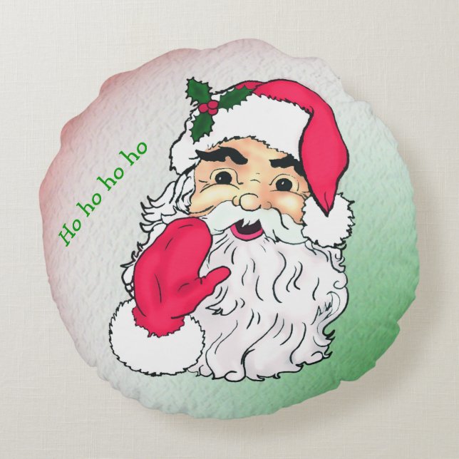 Coussins Ronds Santa Claus personnalisable (Dos)