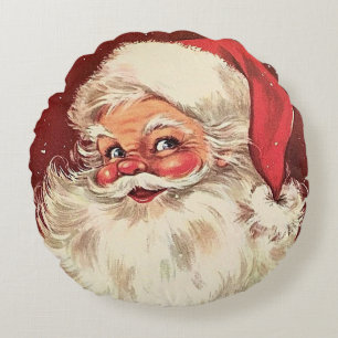 Coussins Ronds Santa Claus Vintage Rétro Vacances Jolie