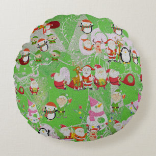 Coussins Ronds Santa Magical Green New Year