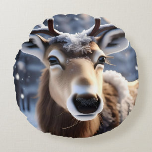 Coussins Ronds Santas Assez Près De Rindeer,