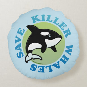 Coussins Ronds Sauvez les baleines tueuses