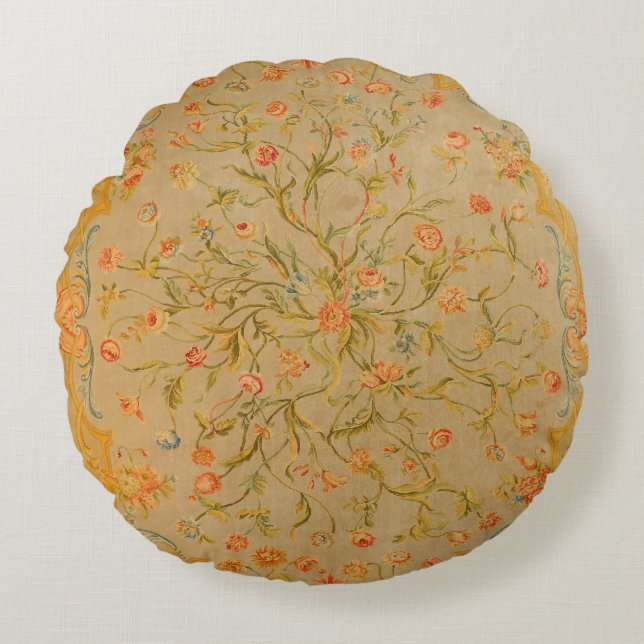 Coussins Ronds Savonnerie florale Rose Tulip Verdure (Devant)