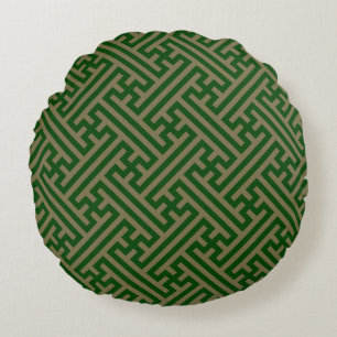 Coussins Ronds Sayagata motif, japonais, vert et or