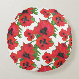 Coussins Ronds Scarlet Oriental Poppies