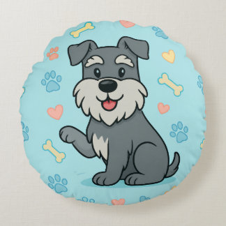Coussins Ronds Schnauzer de dessin animé mignon drôle