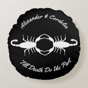 Coussins Ronds Scorpions Mariages blancs gothiques personnalisés