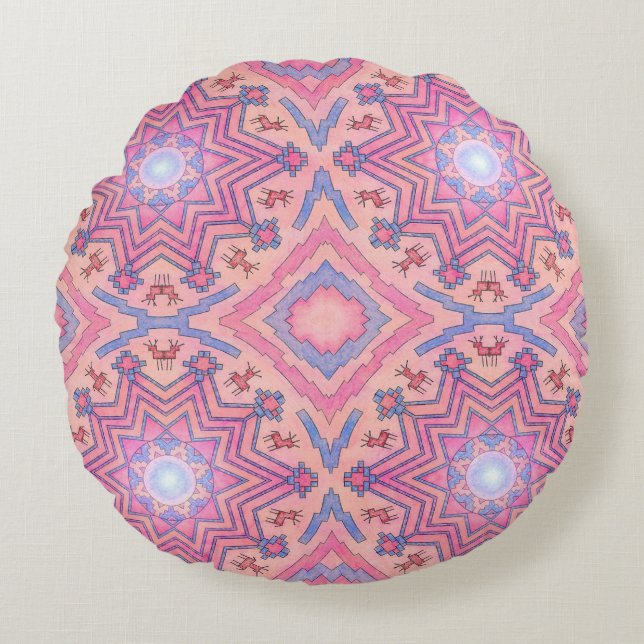Coussins Ronds Seelenkreis – Folklore Mandala der inneren Ruhe Ru (Devant)