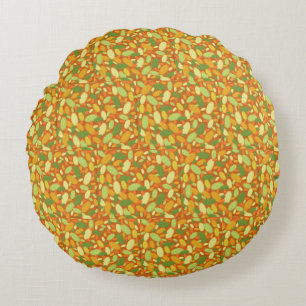 Coussins Ronds Semences Citrouilles d'Halloween Orange Beige Vert