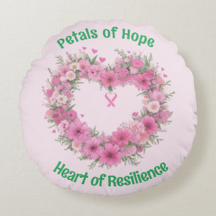 Coussins Ronds Sensibilisation au cancer du sein Coeur floral