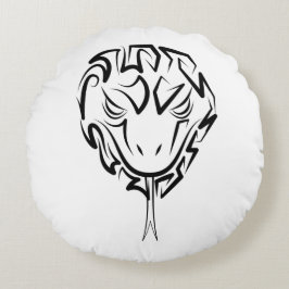 Coussins Ronds Serpent tribal noir et blanc