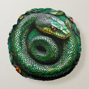 Coussins Ronds Serpent vert