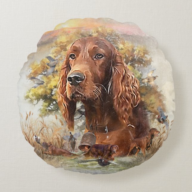 Coussins Ronds Setter irlandais - Oiseau Dog Ultimate Upland (Devant)