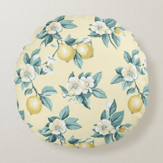 Coussins Ronds Shabby Chic Citron Série Florale Design #10