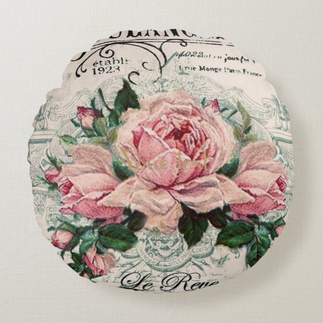 Coussins Ronds shabby chic, découpage, victorien, français chic,  (Devant)