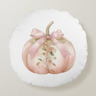 Coussins Ronds Shabby Chic Rose Floral Citrouille Coquette Automn