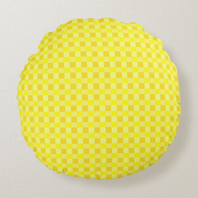 Coussins Ronds Shades of Yellow Checkered (Devant)
