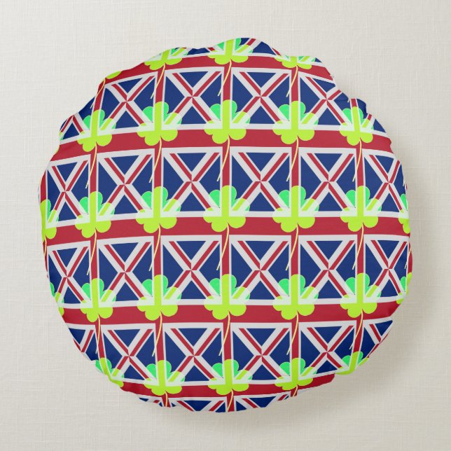 Coussins Ronds Shamrock du drapeau irlandais britannique Clover S (Dos)