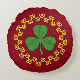 Coussins Ronds Shamrock et nouage sur rouge