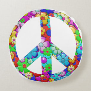 Coussins Ronds Signe de paix hippie