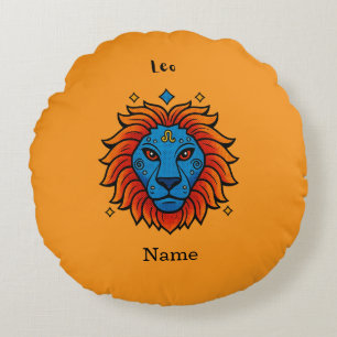 Coussins Ronds Signe du zodiaque Lion Pop Art - Illustration rétr