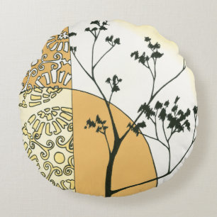 Coussins Ronds Silhouette clairsemée d'arbre par Megan Meagher