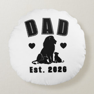 Coussins Ronds Silhouette de Lionceau Nouveau Papa Année de Fonda