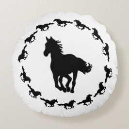 Coussins Ronds Silhouette Design Cheval