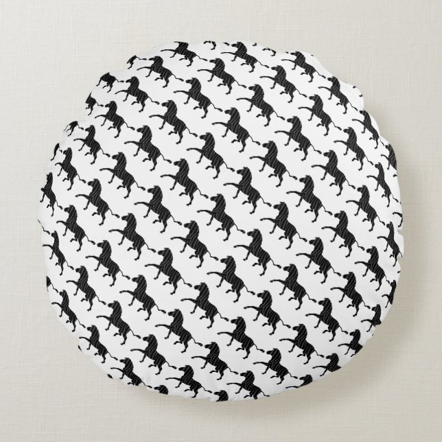 Coussins Ronds Silhouette d'impression noir et gris Zebra (Devant)
