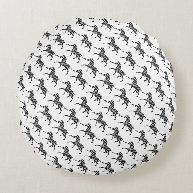 Coussins Ronds Silhouette noir et gris clair Zebra (Devant)
