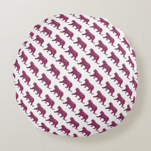 Coussins Ronds Silhouette Tiger rose et noir