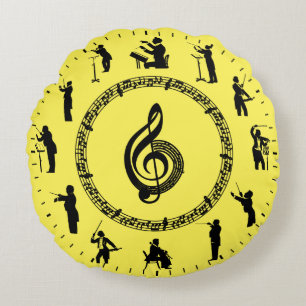 Coussins Ronds Silhouettes musicales uniques à thème