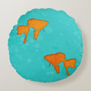 Coussins Ronds Silhouettes orange de poisson rouge dans une eau t