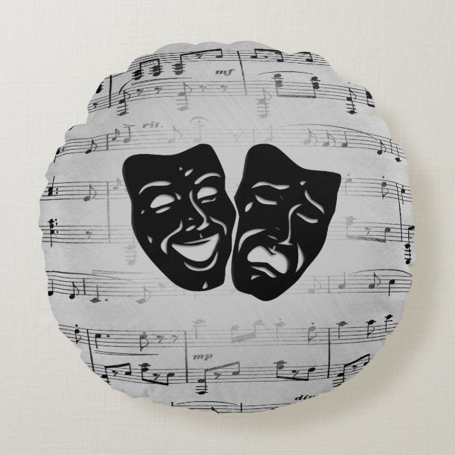 Coussins Ronds Silver Art unit les masques de théâtre (Devant)