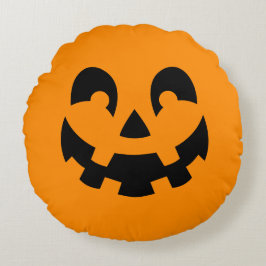 Coussins Ronds Simple Citrouille Noire Visage Sur Halloween Orang