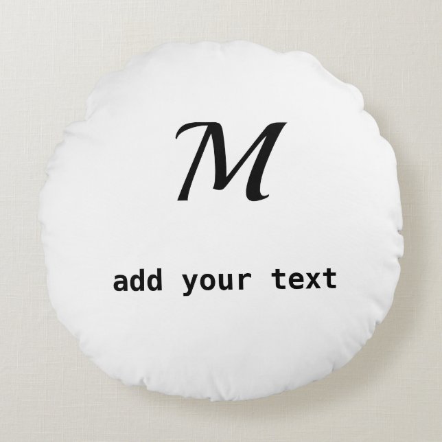 Coussins Ronds simple minimum ajouter votre texte monogramme phot (Devant)